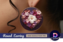 Floral heart arrangement with hibiscus Round Earring PNG Product Image 1