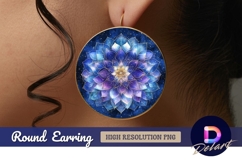 Blue and gold watercolor celestial Round Earring PNG Product Image 1