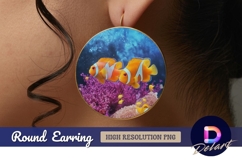 Clownfish swimming in tropical coral reef Round Earring PNG Product Image 1