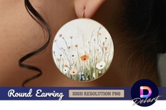 Artistic floral field with Round Earring PNG Product Image 1