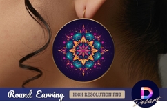 Colorful ornamental mandala Round Earring PNG Product Image 1