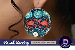 Crabs and flowers Round Earring PNG Product Image 1