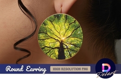 Sunlight shining through green tree Round Earring PNG Product Image 1