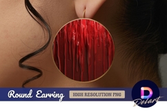 Red glaze drips on round earring png Product Image 1