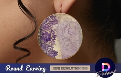 Purple floral Round Earring PNG Product Image 1
