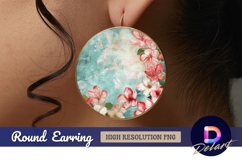 Pink flowers Round Earring PNG Product Image 1