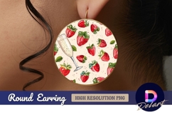 Strawberries and champagne Round Earring PNG Product Image 1