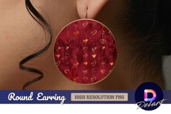 Maroon round background with golden Round Earring PNG Product Image 1