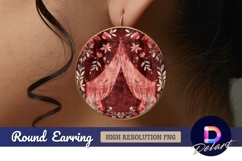 Floral tent design burgundy and pink Round Earring PNG Product Image 1