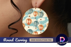 Hot air balloons pattern Round Earring PNG Product Image 1