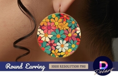 Retro floral pattern Round Earring PNG Product Image 1