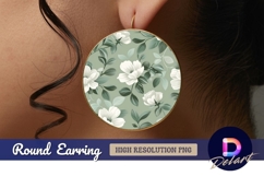 Elegant white floral pattern Round Earring PNG Product Image 1
