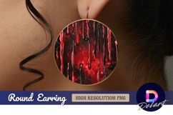 Abstract red and black drip Round Earring PNG Product Image 1