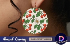 Hawthorn berries flowers pattern Round Earring PNG Product Image 1