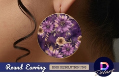 Purple floral circle Round Earring PNG Product Image 1