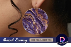 Purple and gold abstract Round Earring PNG Product Image 1