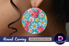 Round floral pattern background Round Earring PNG Product Image 1