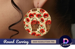 Red poppies Round Earring PNG Product Image 1