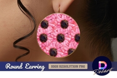 Pink watercolor sunflowers Round Earring PNG Product Image 1