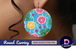 Tropical fruits and leaves Round Earring PNG Product Image 1
