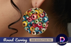 Colorful eyeball pattern Round Earring PNG Product Image 1