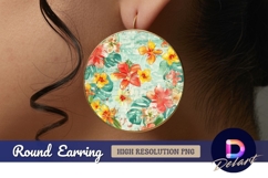 Tropical floral Round Earring PNG Product Image 1