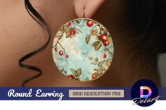 Vintage apple tree Round Earring PNG Product Image 1