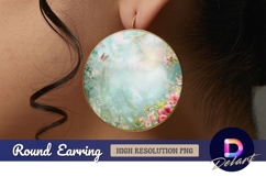 Floral circle Round Earring PNG Product Image 1