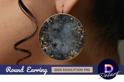 Dark floral background with bird Round Earring PNG Product Image 1