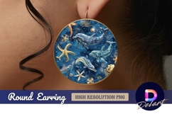Underwater scene with dolphins Round Earring PNG Product Image 1