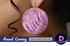 Purple lavender flowers grunge Round Earring PNG Product Image 1
