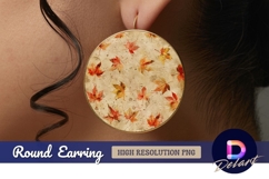 Autumn leaves pattern Round Earring PNG Product Image 1
