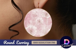 Pink watercolor dandelion Round Earring PNG Product Image 1