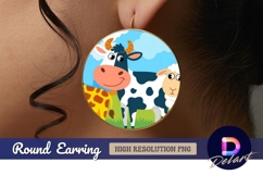 Cartoon farm animals image Round Earring PNG Product Image 1