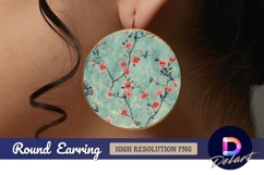 Vintage floral pattern Round Earring PNG Product Image 1