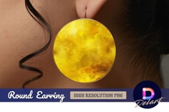 Watercolor yellow planet Round Earring PNG Product Image 1