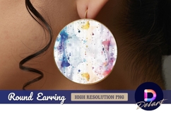 Watercolor splatter on wooden background Round Earring PNG Product Image 1