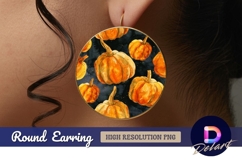Watercolor pumpkins pattern autumn round earring png Product Image 1