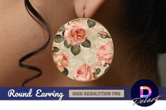 Vintage roses background round earring png Product Image 1