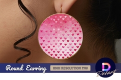 Pink hearts background Round Earring PNG Product Image 1
