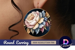 Floral bloom with leaves on dark Round Earring png Product Image 1