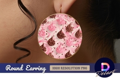 Pink and chocolate swirl Round Earring PNG Product Image 1