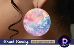 Dreamy colorful cloudscape Round Earring PNG Product Image 1