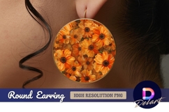 Orange floral pattern round earring png Product Image 1