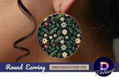 Christmas floral pattern round earring png Product Image 1