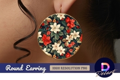 Festive poinsettia floral Round Earring PNG Product Image 1