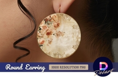 Peach roses pattern round earring png Product Image 1