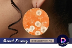 Dandelion seed heads on orange textured Round Earring PNG Product Image 1