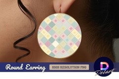 Pastel diamond pattern in round earring png Product Image 1