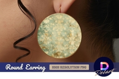 Vintage damask pattern teal gold Round Earring PNG Product Image 1